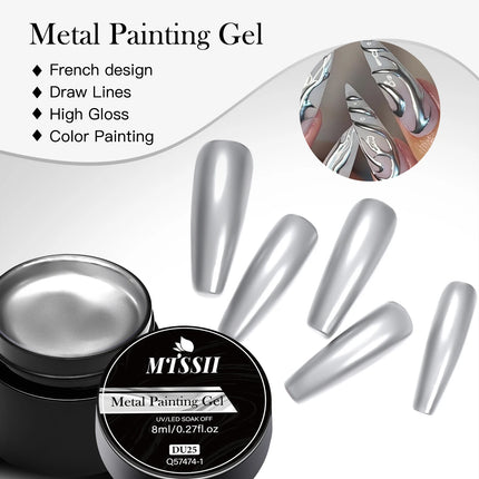 2/3pcs Mirror Metal Gel Nail Polish Set Gold Silver Metallic Painting Drawing Line Gel Semi Permanent Soak Off UV Gel Varnish