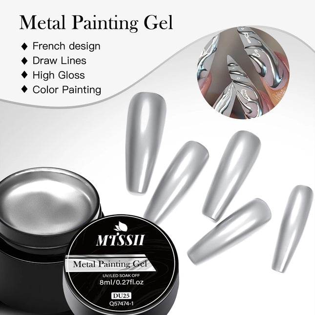 2/3pcs Mirror Metal Gel Nail Polish Set Gold Silver Metallic Painting Drawing Line Gel Semi Permanent Soak Off UV Gel Varnish