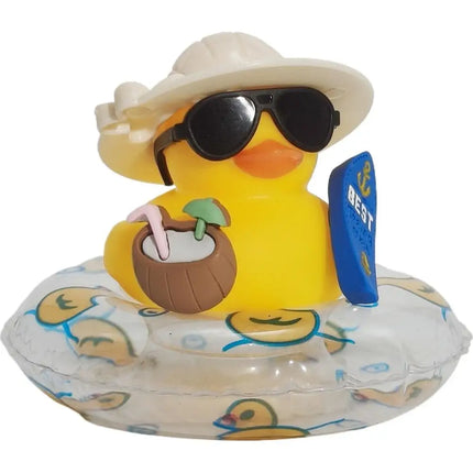 1pc Car Dashboard Ornaments Summer Yellow Duck Coconut Skateboard Hat Rubber Squeeze Duck Cute Car Decoration