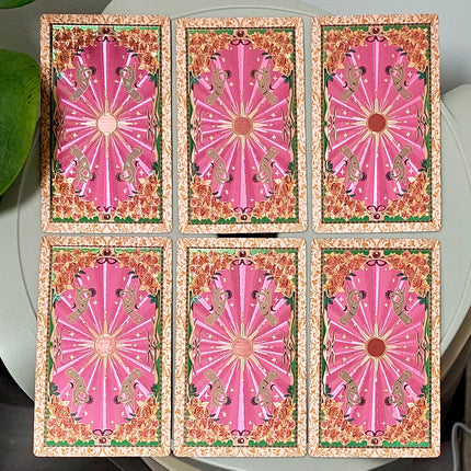 Waterproof Durable PET Plastic Tarot Pink & Rose Gold Foil Tarot Cards 78-Card Deck with Box 12x7cm
