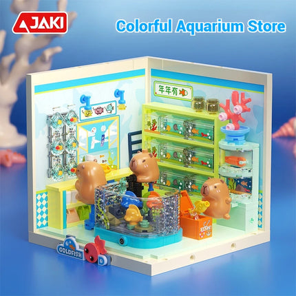 City street scene DIY architectural model home shop model assembly building blocks toys children's educational toy gift