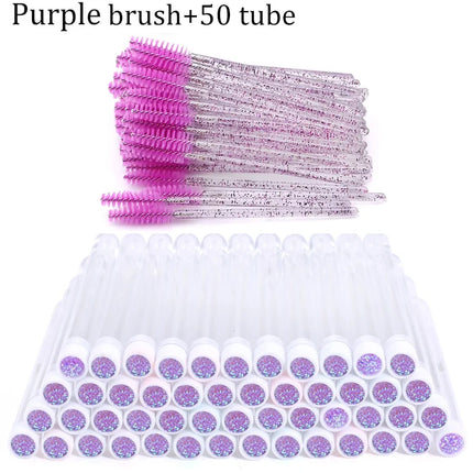 100pcs Diamond Eyebrow Brush Tube Empty Reusable Lash Mascara Wand Case Replaceable Crystal Eyelash Brush Dust-proof Makeup Tool