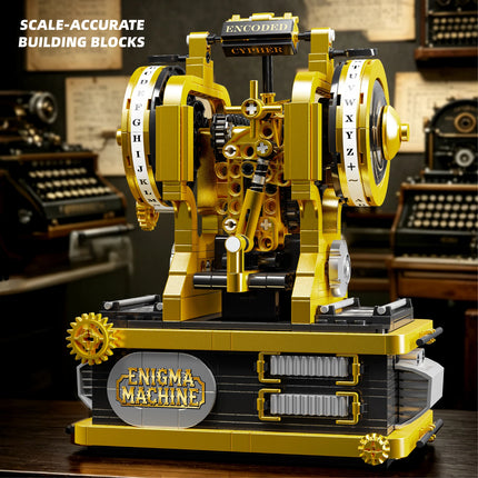 ENIGMA MACHINE Mechanical Cipher Decoder Model Kit Retro Typewriter Building Blocks Steam Punk Educational Toy Bricks for Kids G