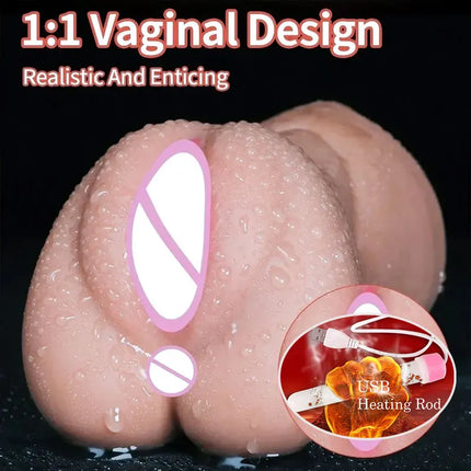 3 in 1 Pocket Pussy Male Masturbator with Mouth Sex Doll with 3D Realistic Textured Real Oral Vagina and Tight Anus Masturbation