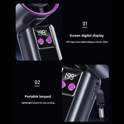 Lenovo 199-speed High-speed Cooling Fan Usb Charging Digital Display Large Wind Turbine Handheld Portable Fan Mini Cooling Fan