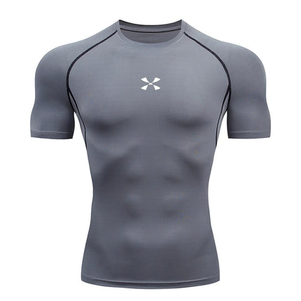 Compression T Shirt Men Summer Sportswear Running T-shirt Elastic Quick Dry Sport Tops Tee Athletic Gym Workout Shirts Men