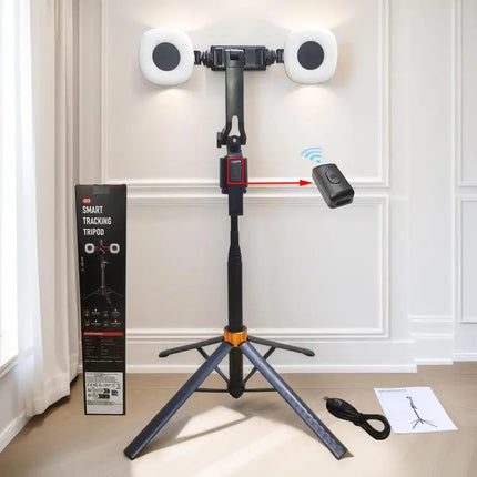 360°Rotatable Selfie Stick Tripod Rechargeable Smart Face Tracking Tripod with 2 Fill Light Phone Holder for Live Streaming Vlog