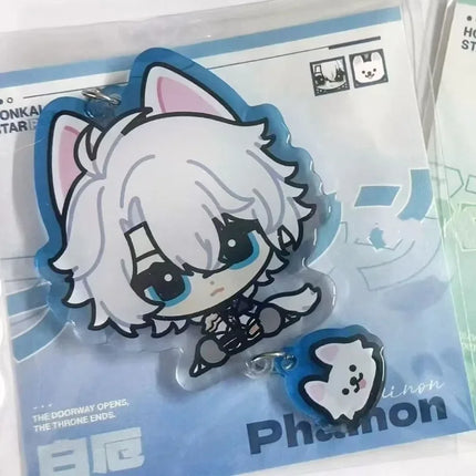 Honkai Star Rail Animals Ear Anime Keychain Phainon Acrylic Key Chains Anaxa Car Key Ring Women Bag Pendant Kawaii Ornament Gift
