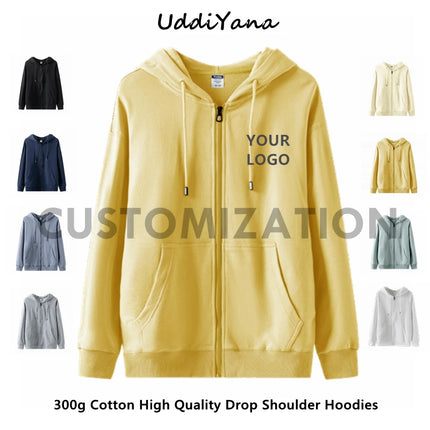 Customize Oversize Hoodie High Quality Zip Up Hoodie Women's Sweatshirt Woman Clothes Sportwear Men's Top Cotton Tracksuit