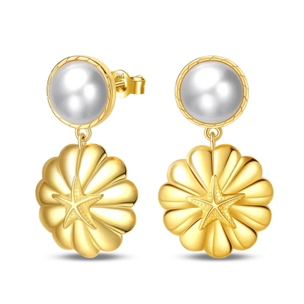 925 Sterling Silver Gold Pearl Hoop Earrings Pave Large Circular Shape Earring Gift for Women Jewelry Anniversary Wedding