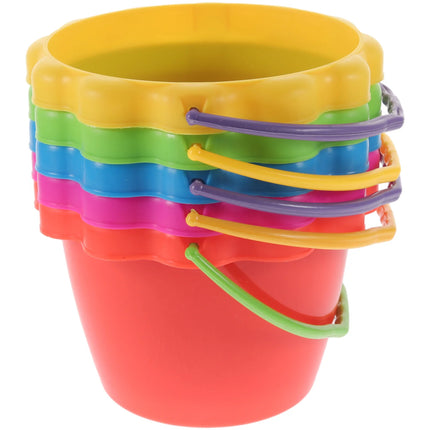 5Pcs Kids Beach Toys Children Sand Buckets Summer Seaside Water Playthings Fishing Bucket Toys Silicone Digging Bucket Beach