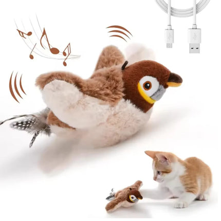 Hot Simulated Bird Cat Toy Interactive Toys Dog Rechargeable Chirping Flapping Bird (no Flying) Touch Activated Plush Pet Toy