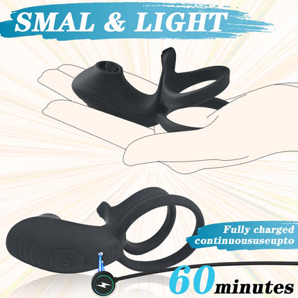 Remote Control Vibrating Cock Ring Ejaculation Delay Penis Ring with Tongue Licking Clit Stimulator Adult Sex Toy for Couples