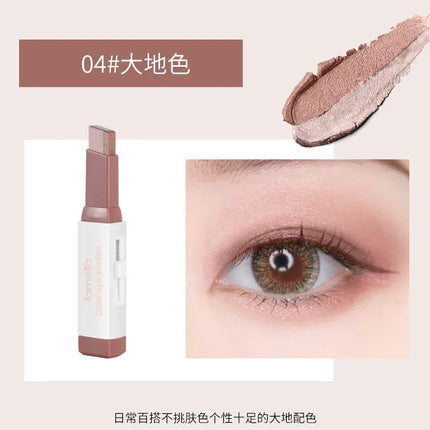 Double Color Eyeshadow Stick Gradient Shimmer Cream Pen Eye Makeup Cosmetic Eyeshadow Stick Korean Makeup