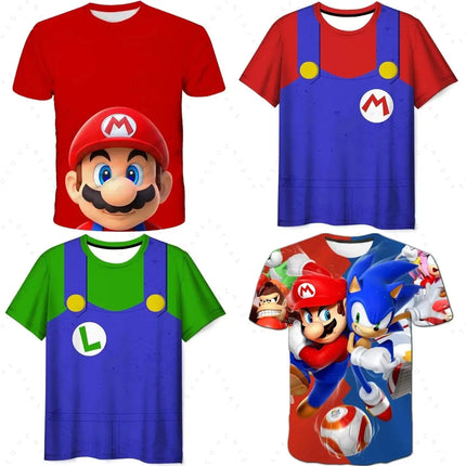2026 Summer New Anime Super Mario T Shirt Sports Speed Drying Fashion Casual T-Shirt Boy Girl Unisex Children's Clothing Tees
