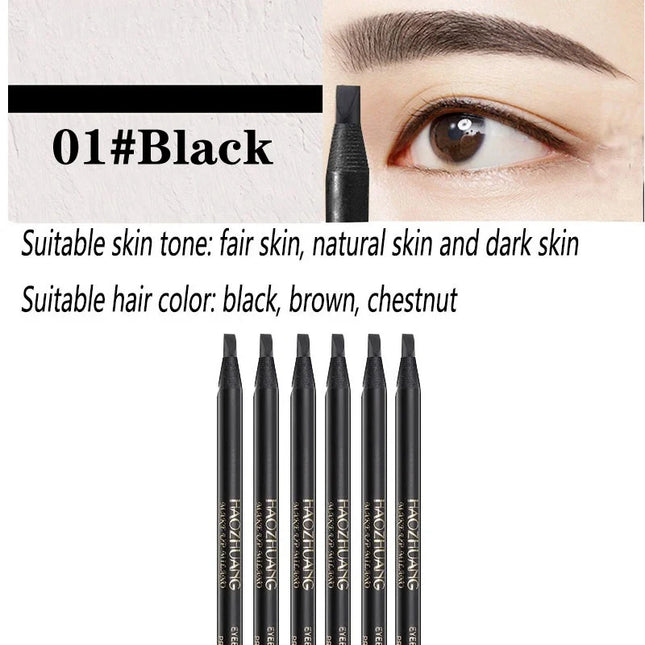 6PCS Haozhuang Eyebrow Pencil Brown Wholesale Cosmetic Pencil Product Natural Waterproof Long-Lasting Tattoo Brush Makeup Beauty