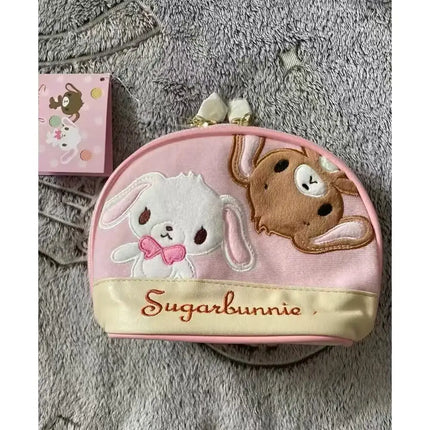 Japanese Style Sanrio Sugarbunnies Shell Shape Storage Bag Handheld Mini Makeup Bag Cute Zipper Coin Purse Girls Handbag Gift