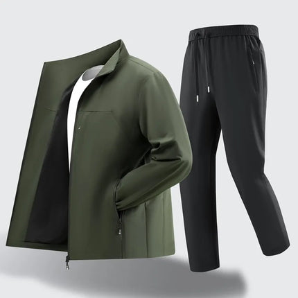 CHUJIE Men's spring and autumn fashionable and comfortable sports suit, casual jacket and pants two-piece loose suit