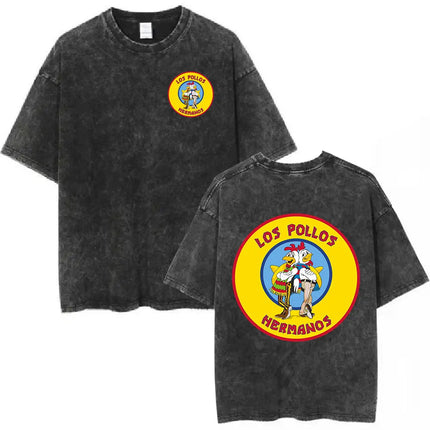 Heisenberg Breaking Bad Vintage Washed T Shirt Better Call Saul Graphic Print T-shirts Men's Pure Cotton Short Sleeves Tee Shirt