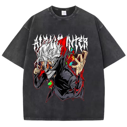 Cotton Washed Dandadan Okarun T-shirt Men Japanese Anime T Shirt Cartoon High Quality Tshirt Aesthetic Fashion Tee Male