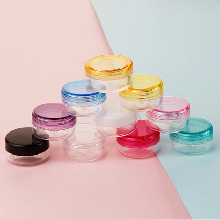 70/105pcs 3ml Empty Plastic Cosmetic Makeup Jar Pots 3g Transparent Sample Bottles Eyeshadow Cream Lip Balm Container with Cap