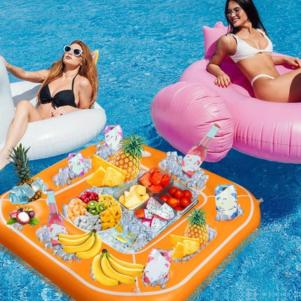 Floating Table for Pool Game with Waterproof Playing Cards, Inflatable Pool Party Tray Float for Drink Snack Holder