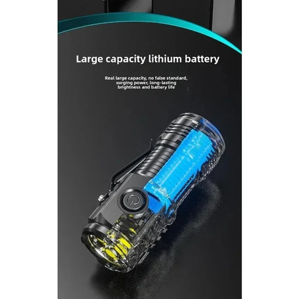 3*SST20 LED Super Bright Handheld Flashlight - High Quality Rechargeable USB Torch, Waterproof with CAP CLIP for Hiking Camping