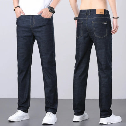 2026 Summer New Men's Sky Blue Slim Stretch Jeans Lyocell Thin Style Fashion Casual Ice silk Denim Pants Male Brand Trousers
