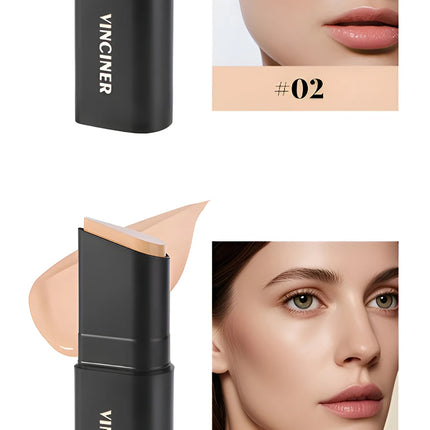 VINCINER Matte Stick Foundation Cream Long-Wear Waterproof Covers Dark Circles Full Coverage Concealer Stick for Base Makeup
