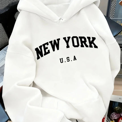 Hooded Sweat for Women Casual Cut NEW YORK USA Lettering Sweater Sweat Casual Fashion HipHop Sweat Harajuku Unisex