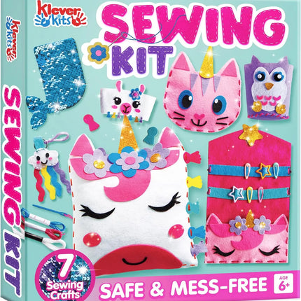 JOYFY 7 Sewing Projects My First Kids Sewing Kit- Easy DIY Arts and Crafts for Girl Birthday Chirstmas Gifts Unicorn and Mermaid