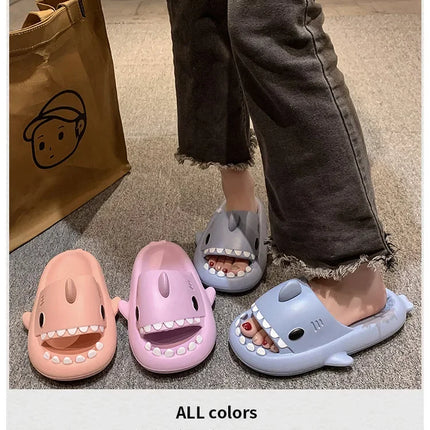 New Shark Slippers for Women Men Shoes Shark Flip Flops Beach Slides Female Home Slipper Bathroom Non-Slip Thick Sandals Couples