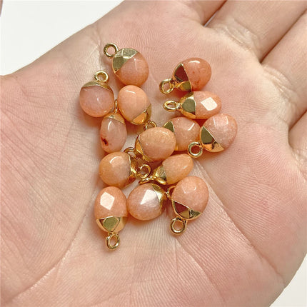 5pcs 6x10MM Faceted Natural Stone Oval Pendant Charm Pendant for DIY Jewelry Making Necklace Earrings Gem Accessory Wholesale