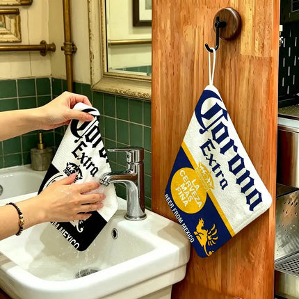 C-Corona E-Extra Beer Polyester Cotton Daily Towel, Hanging Kitchen Hand Wiping Cloth, Durable For Whole House Use