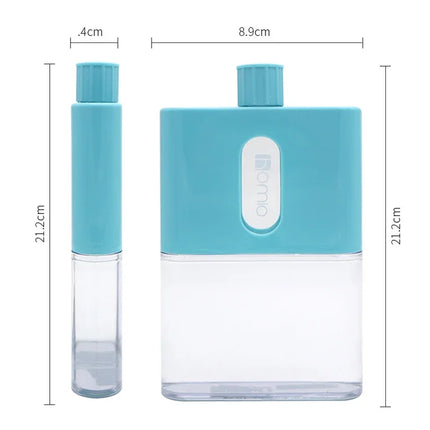 BPA FREE Travel Plastic Flat Water Bottle 500ml A6 A5 Paper Water Bottle Outdoor Flat Bottle Portable Pad Drink Bottles Flask