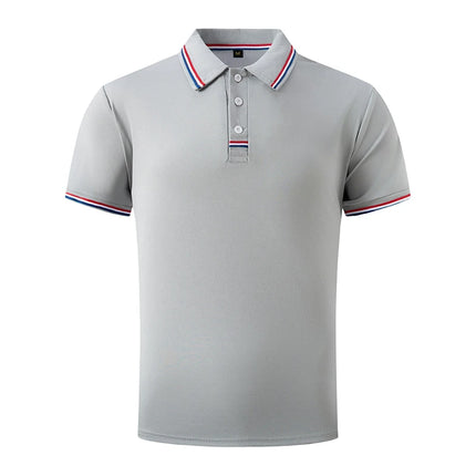Men's Quick-Drying Solid Color Polo Shirt Summer Elastic Collared Short-Sleeved Sports T-Shirt for Active Wear