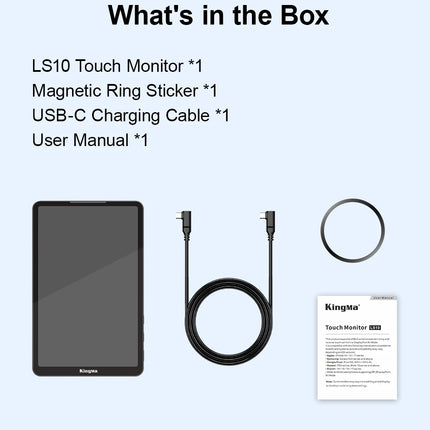 KingMa 10" Live Stream Touch Monitor for iPhone17 16 15 Samsung Rear Camera Vlog Screen Mirroring Kit Reverse Control for TikTok