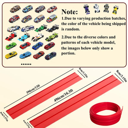 Net Bag 13Ft/16.3Ft Flexible Track Toy & Miniature Car DIY Competitive Rail Vehicle Game Educational Gift for Children Christmas