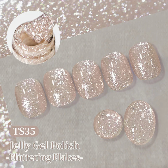 BORN PRETTY 1 Bottle 10ml Fluttering Flakes Jelly Gel Polish Semi Permanent Nail Art Manicure Soak Off LED Nail Supplies Vernis