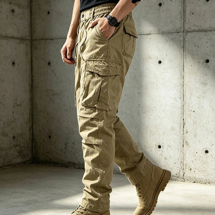 Cotton Men Cargo Pants Khaki Casual Men Tactical Joggers Cargo Multi-Pocket Fashion Black Army Light gray Trousers Work Wear