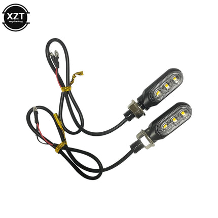 2PCS Universal 12V 3Led Mini Motorcycle LED Turn Signal Lamp Flash Indicator Lights Amber Running Light Accessories