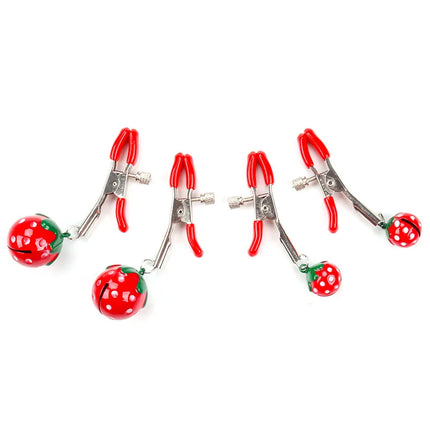 Strawberry Bell Nipple Clamps Metal Nipple Clamps Nipple Stimulator Female Clitoral Masturbator Adult Toys Couples Sex Toys BDSM