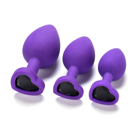 Silicone Anal Plug Adult Toys for Men Women Heart Crystal Anal Trainer for Couples Sex Toys Silicone Butt Plug Anal Toy 3 Sizes