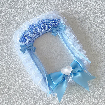 Colorful Lace Photocard Holder Keychain Cute Ribbon Card Case Badge Protector For Bags Keys Anime Events Aesthetic Girls Gift
