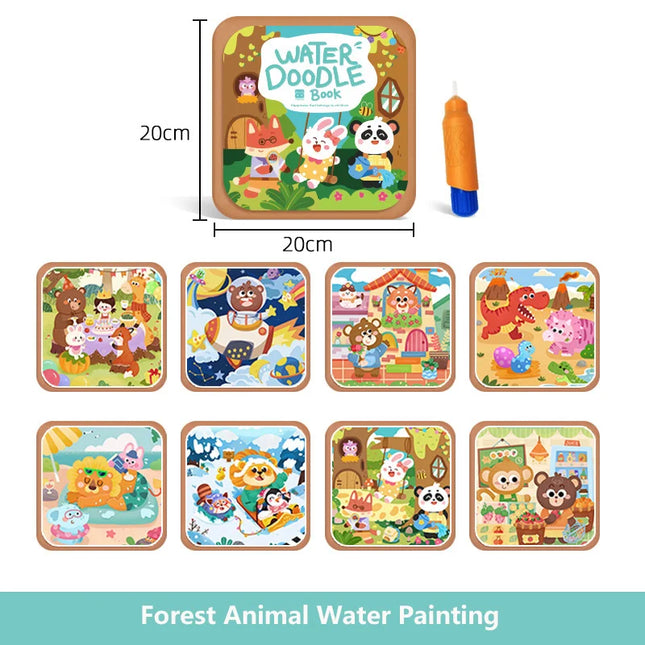 Magic Water Drawing Book Children's Montessori Reusable Coloring Book, Sensory Early Educational Learning Painting Toys for Kids
