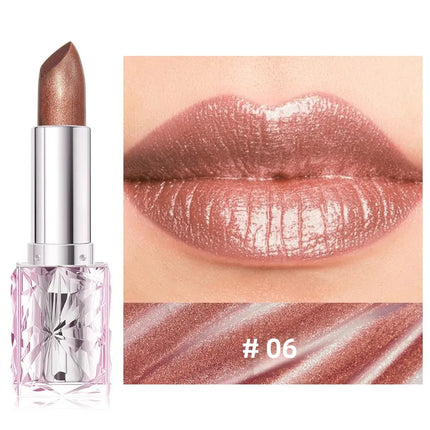 HUASURV Waterproof Shimmer Lipstick: Pearlescent Fine Glitter Long Lasting Lip Gloss New Arrival for Smooth Shiny Lip Makeup