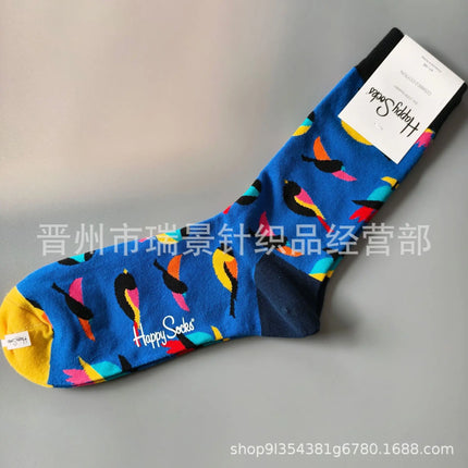 High Quality Fashionable Men's Mid-Calf Cotton Socks HappySocks New Arrival Suitable for All Seasons Swedish Design