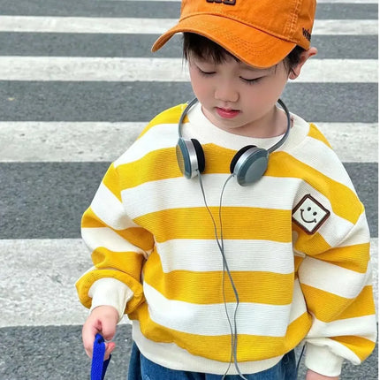Children's Sweatshirt Stylish Striped Top Round Neck Pullover Shirt For Boys Spring 2023 New Arrival Baby Clothing