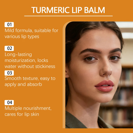 Turmeric Lip Balm Moisturizer Anti-Cracking Remove Dark Lightening Melanin Lip Gloss Exfoliating Soothing Hydrating Lip Stick