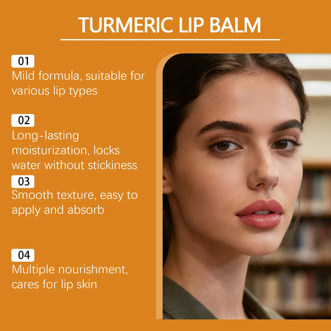 Turmeric Lip Balm Moisturizer Anti-Cracking Remove Dark Lightening Melanin Lip Gloss Exfoliating Soothing Hydrating Lip Stick